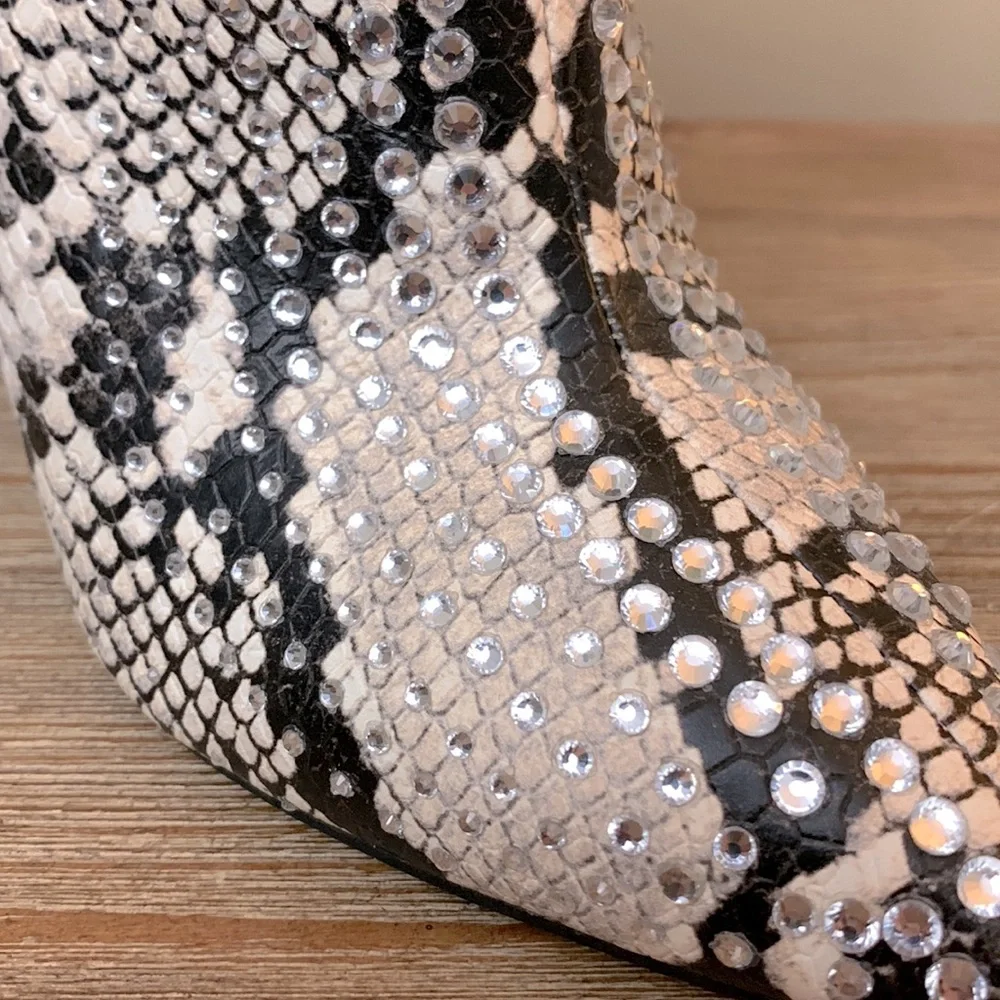 JLO Jennifer Lopez Frankalina bootie - faux snakeskin & rhinestones
